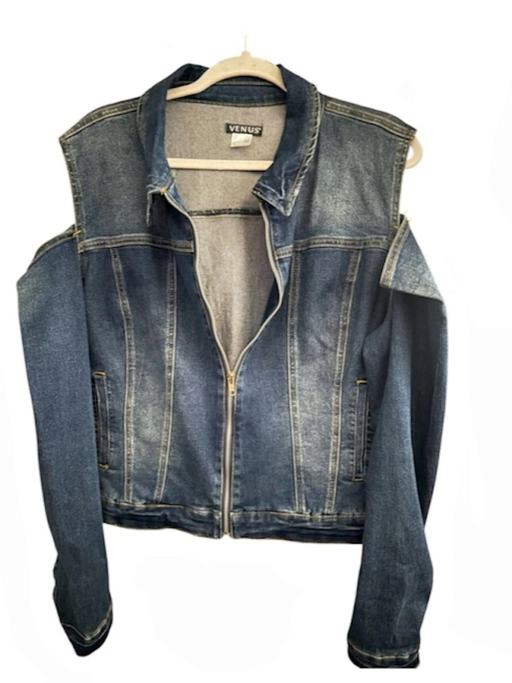 Venus Denim Zip Front Jean Jacket Size large